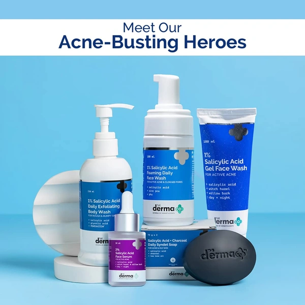 Derma Co The Derma Co 1% Salicylic Acid Gel Face Wash | For Active Acne | With Salicylic Acid & Witch Hazel | Acne-Fighting Cleanser | Prevent Breakouts & Unclog Pores | for Oily Skin | 100ml