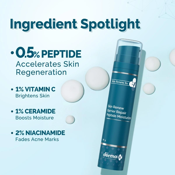 Derma Co The Derma Co Dr. V Skin Renew Peptide Moisturizer 50g | Repairs Skin Barrier & Deeply Moisturizes | Youthful Glow | Non-Sticky & Fast Absorbing | Reduces Wrinkles | Lightweight | Deep Hydration | Improves Skin Texture