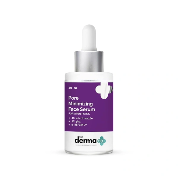 Derma Co The Derma Co Pore Minimizing Face Serum 30ml | with 4% Niacinamide, 5% PHA & P-Refinyl� for Open Pores | Control Excess Oil | Pore Refining Serum | Even-Toned Skin | Smooth & Clear Skin | Skin Tone Correction | for Oily Skin