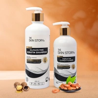 The Skin Story Keratin Shampoo (450ml) & Conditioner (250g) Set | Sulfate-Free Hair Care | Repairs & Nourishes Damaged Hair | Combo Pack