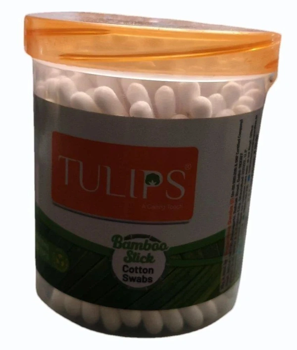 Tulips Bamboo Cotton Ear Buds 200 Stems | Eco-Friendly & Biodegradable | Soft, Safe & Hygienic | 100% Pure Cotton Tips | Perfect for Daily Use | Sustainable & Gentle Care