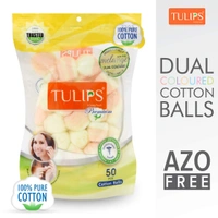 Tulips Premium Color Cotton Balls, Set of 6 Packs | Soft & Gentle | Multi-Purpose Cotton Balls for Skincare, Makeup Removal and Daily Use