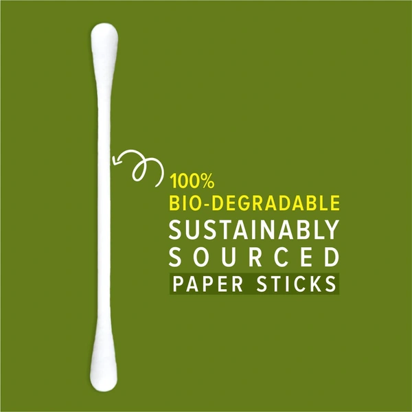 Tulips Premium Cotton Ear Buds 80 Sticks (160 Tips) | Soft, Hygienic & Gentle | 100% Pure Cotton | Ideal for Personal Care & Makeup With White Paper Sticks | Eco-Friendly & Gentle