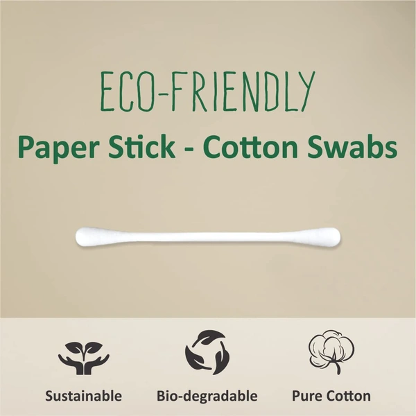 Tulips Premium Cotton Paper Swabs Flip Jar 200 Stems (400 Tips) | 100% Pure Cotton | Biodegradable & Eco-Friendly Swabs for Multi-Purpose Use