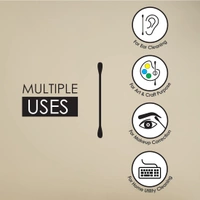 Tulips Premium Cotton Paper Swabs Flip Jar 200 Stems (400 Tips) | 100% Pure Cotton | Biodegradable & Eco-Friendly Swabs for Multi-Purpose Use