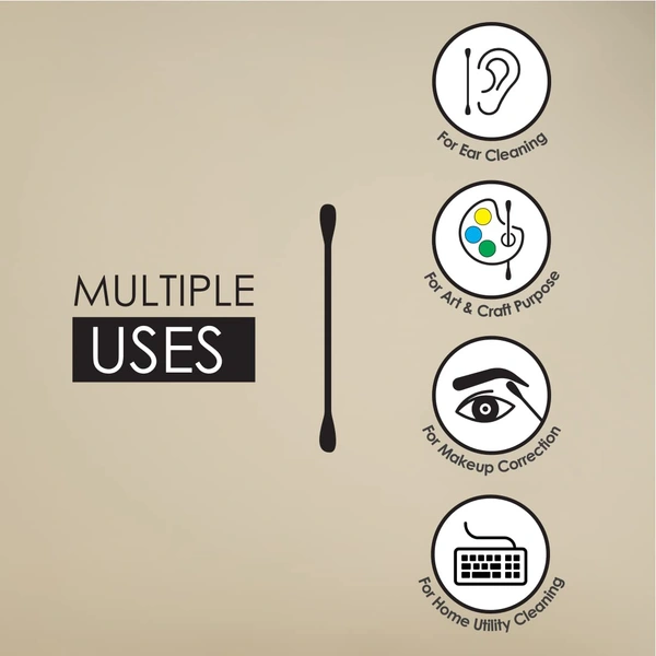 Tulips Premium Cotton Paper Swabs Flip Jar - 200 Stick 400 Tips | 100% Pure Cotton | Biodegradable & Eco-Friendly Swabs for Multi-Purpose Use