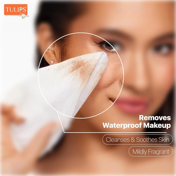 Tulips Premium Micellar Water Makeup Remover Wipes | (30 Wipes Each) | Aloe Vera, Honey & Vanilla | Plant-Based Fabric | Alcohol & Paraben Free
