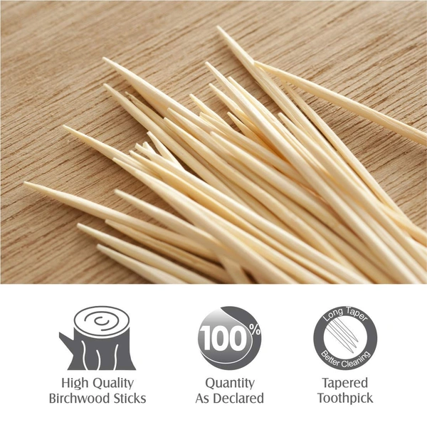 Tulips Premium Wooden Toothpicks 250 | High-Quality | Biodegradable | Safe for Daily Use | Ideal for Oral Hygiene & Kitchen Use