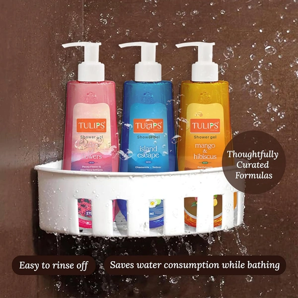 Tulips Shower Gel Island Escape 275ml | Chamomile & Vitamin E | Rich Lather, Quick Rinsing Formula | Amazing Feel & Fragrance for All Skin Types