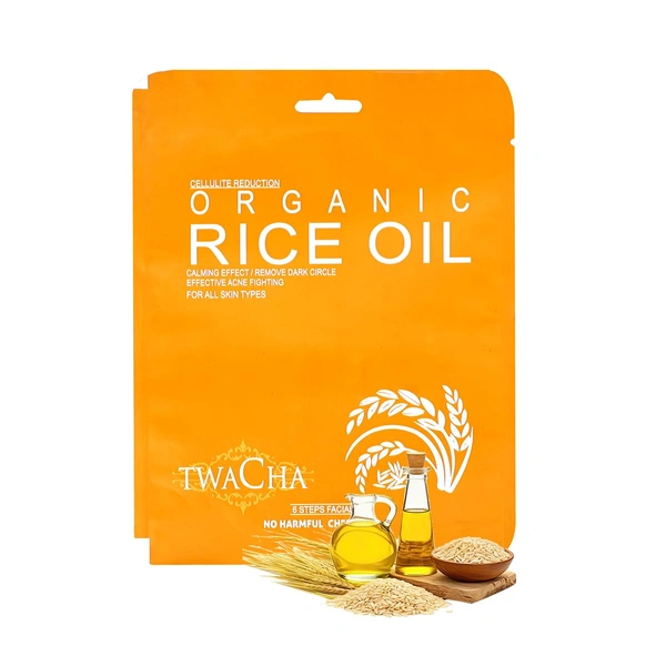 Twacha Organic Rice Oil Facial Kit | Removes Dark Patches & Hyper-pigmentation | Skin Lightening & Glow Boost | Suits All Skin Types | Unisex 6-Step Home Facial