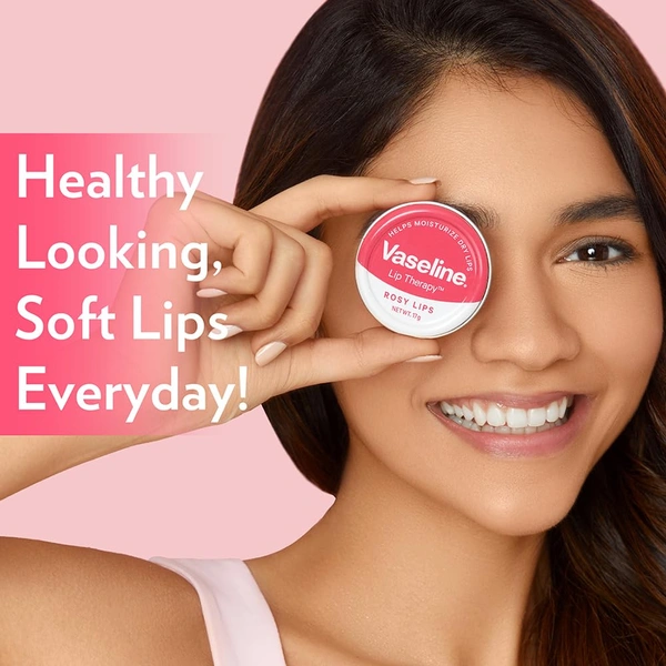 Vasline Vaseline Lip Tins Rosy Lips 17g | Intense Hydration & Sheer Pink Tint | Glossy Shine & Soft Smooth Lips | Everyday Moisturising Lip Balm