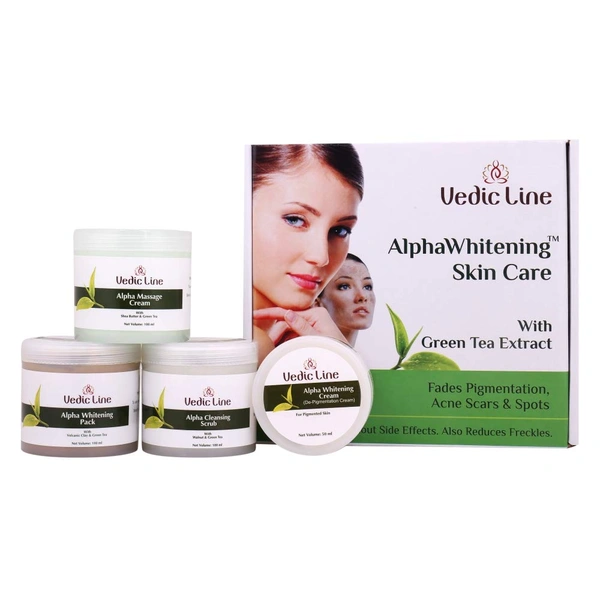 Vedic Line Alpha Whitening Facial Kit 350ml Green Tea Extract | For Reduces Freckles & Age Spots | Reduce pigmentation | Fades away Pigmentation & Acne Marks