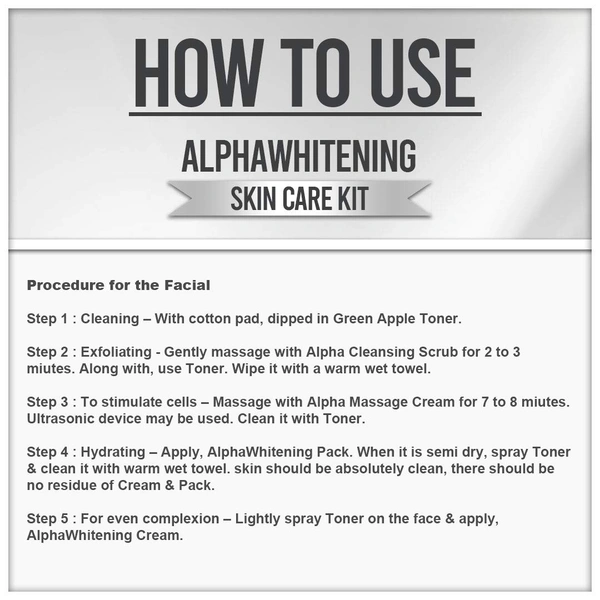 Vedic Line Alpha Whitening Facial Kit 350ml Green Tea Extract | For Reduces Freckles & Age Spots | Reduce pigmentation | Fades away Pigmentation & Acne Marks