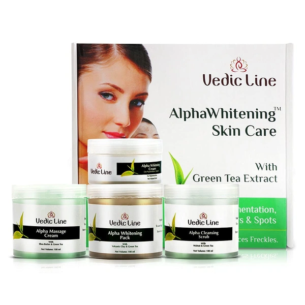 Vedic Line Alpha Whitening Skin Care Facial Kit | Brightening & Pigmentation Control Facial | Glowing And Smooth Skin | Anti-Aging Skin | 350ml