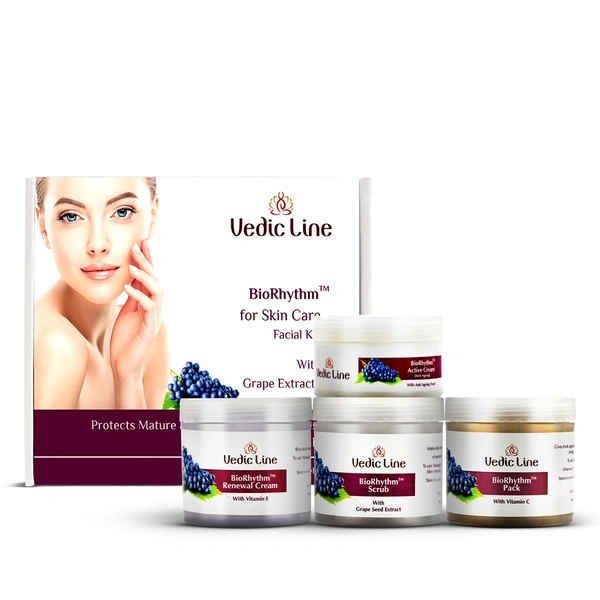 Vedic Line Bio Rhythm Anti-Aging Facial Kit 350ml ' Glowing, Brightening, and Deep Cleansing Suitable for All Type Skin