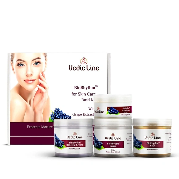Vedic Line Bio Rhythm Anti-Aging Facial Kit 350ml ' Glowing, Brightening, and Deep Cleansing Suitable for All Type Skin