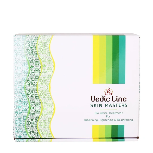 Vedic Line Bio White Brightening & Tightening Facial Kit | Skin Brightening & Anti-Aging Facial | Soft Skin With Natural Ingredients | (Cleansing Cream, Pack, Gel, Massage Cream, Serum, Cryo Mask), 400ml