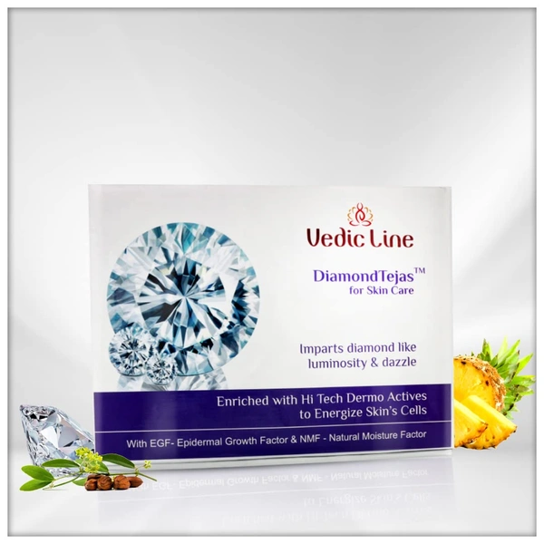 Vedic Line Diamond Tejas Facial Kit 600ml Skin Glowing Facial Kit, With Jojoba Oil, Diamond Bhasma and Vitamin B3 For Natural Glowing Face