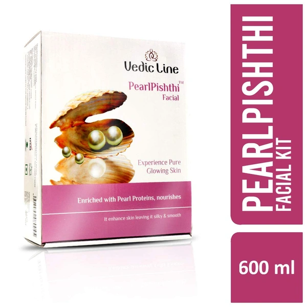 Vedic Line Pearl Pishthi Facial Kit | Radiance-Boosting Facial with Pearl Extracts | Enriched with pearl protein | Radiant Glow | Suitable for All Skin Types | 600ml