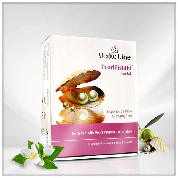 Vedic Line Pearl Pishthi Facial Kit | Radiance-Boosting Facial with Pearl Extracts | Enriched with pearl protein | Radiant Glow | Suitable for All Skin Types | 600ml