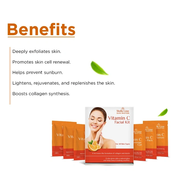 Vedic Line Vitamin C Facial Kit - 6 Pcs 50ml | Reduce Tan , dark Spots & Pigmentation | For Natural Glowing Skin | Keeps Youthful Skin | For All Skin Types