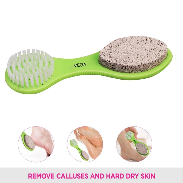 Vega VEGA 3-in-1 Pedicure Brush Kit | Brush, Scrub & Smooth for Flawless Foot Care | Compact Design with Superior Cleaning & Exfoliation for Salon-Style Results