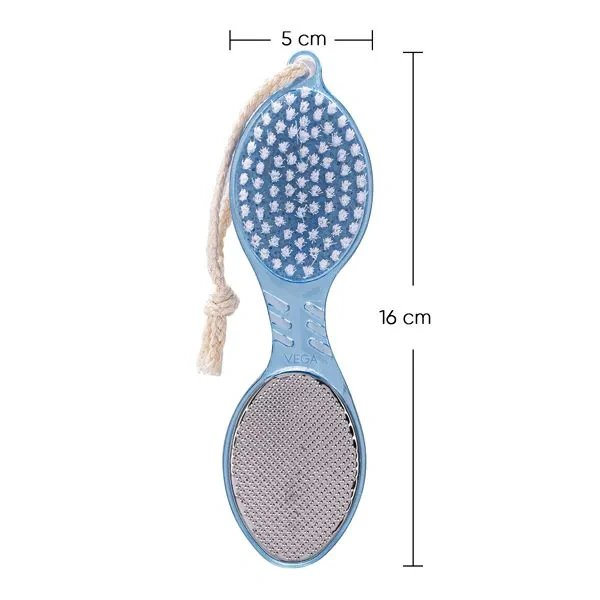 Vega VEGA 4-in-1 Pedicure Tool PD-02 | Multi-Function Foot Care Tool | Exfoliates, Files, Brushes & Cleans for Soft, Beautiful Feet | Perfect for Home Spa Pedicures