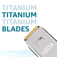 Vega Battery Powered Trimmer for Men (P3- Silver)| 160 Min Runtime | Titanium Blades | 40 Length Settings | Digital Display | 2 Comb Attachments | Corded & Cordless Use
