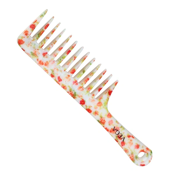 Vega VEGA Bloomy Shampoo Hair Comb DC-1268H | Smooth & Flexible Wide Teeth for Wet Hair | Tangle-Free Styling & Even Distribution of Conditioners or Masks