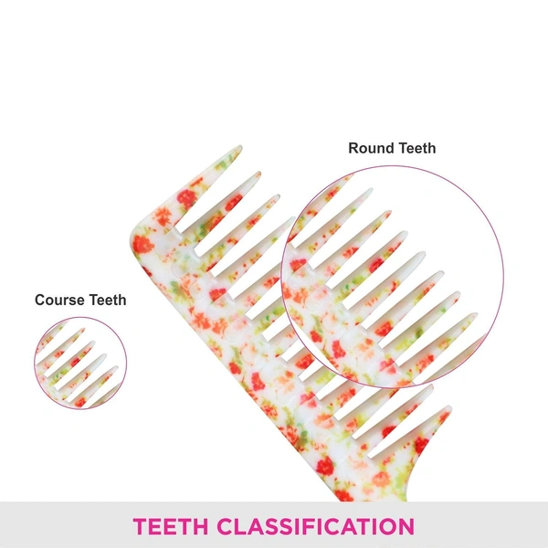 Vega VEGA Bloomy Shampoo Hair Comb DC-1268H | Smooth & Flexible Wide Teeth for Wet Hair | Tangle-Free Styling & Even Distribution of Conditioners or Masks