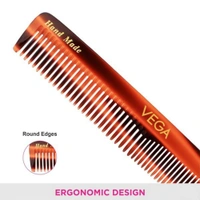 Vega HMC 09D Tortoise Shell Graduated Dressing Handmade Hair Comb | India's No.1 Hair Comb | Anti-Static | Reduces Breakage | Gentle Scalp Massage | Unisex & Durable