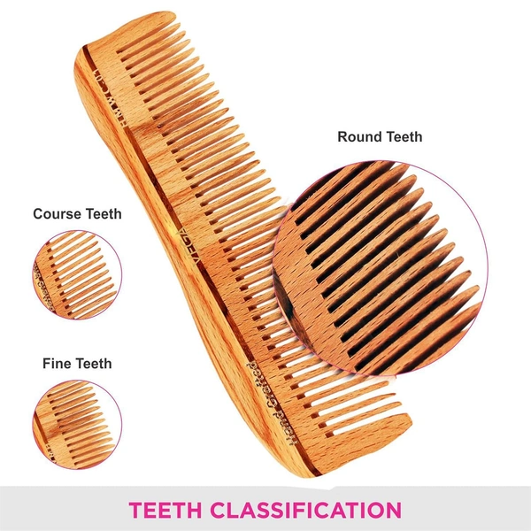 Vega HMWC-01 Natural Wooden Styling Hair Comb | India's No.1 Hair Comb| Anti-Static & Frizz-Free | Gentle Scalp Massage | Reduces Hair Breakage | Eco-Friendly & Suitable for All Hair Types