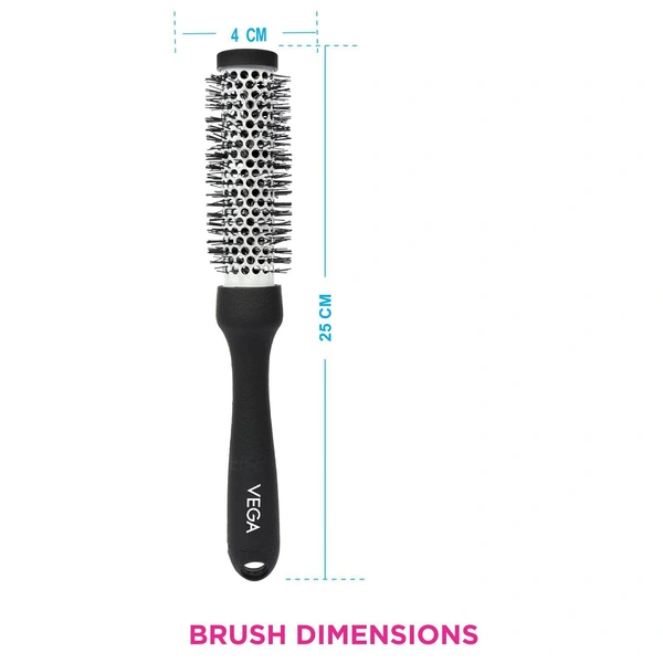 Vega VEGA Hot Curl Brush - Small H2-PRS | Compact Curling Brush for Precise Styling | Heat-Friendly Bristles Create Defined Curls, Volume & a Polished Finish