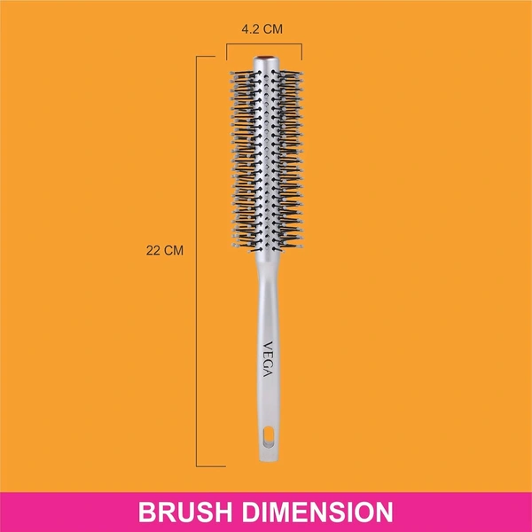 Vega Round Brush | Professional Styling Brush for Blow-Drying, Curling & Smooth Finish | Lightweight, Easy Grip Handle | Suitable for All Hair Types