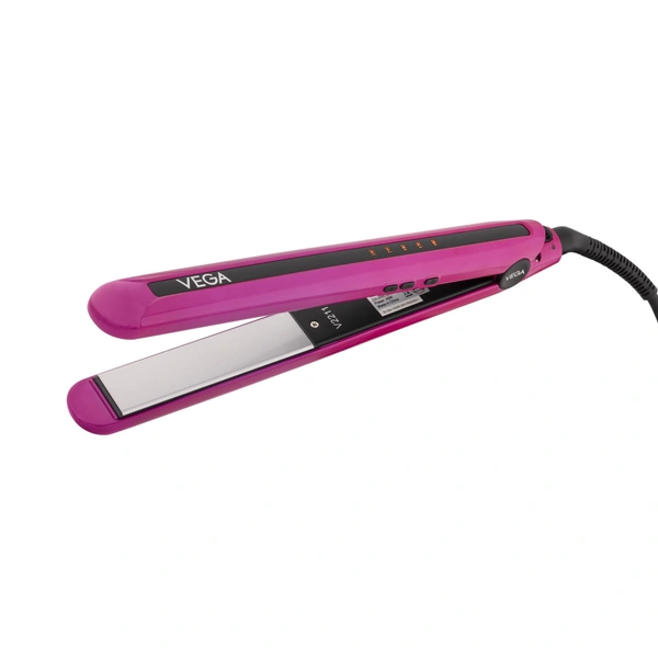 Vega Trendy Hair Straightener for Men & Women, Pink (VHSH-16) | Ceramic Coated Floating Plates | Adjustable Temperature Setting | 60 Sec Quick Heat-up | 60 Min Auto Shut-off