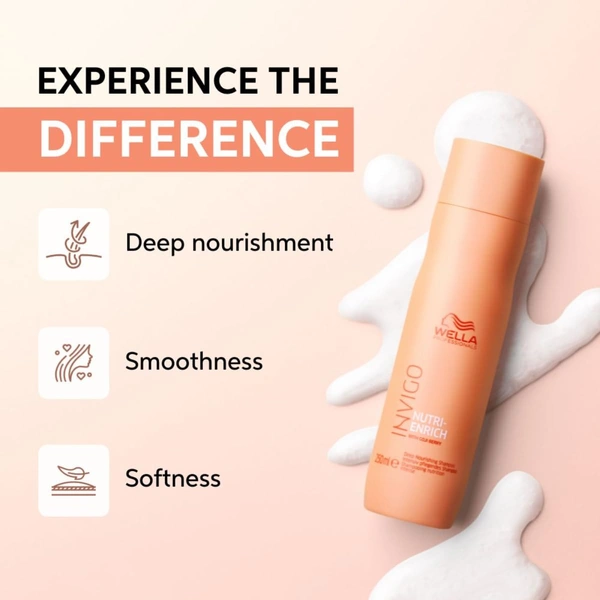 Wella Professionals Invigo Nutri-Enrich Shampoo for Damaged Hair (250ml) | Nourishing & Hydrating Cleanser for Dry | Damaged Hair & Enriched with Goji Berry | Nutrients & Vitamins.