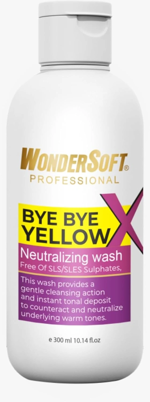 Wodersoft Wondersoft Professional BYE BYE Yellow 300ml | Anti-Brass Purple Shampoo for Neutralizing Yellow Tones & Enhancing Cool Blondes