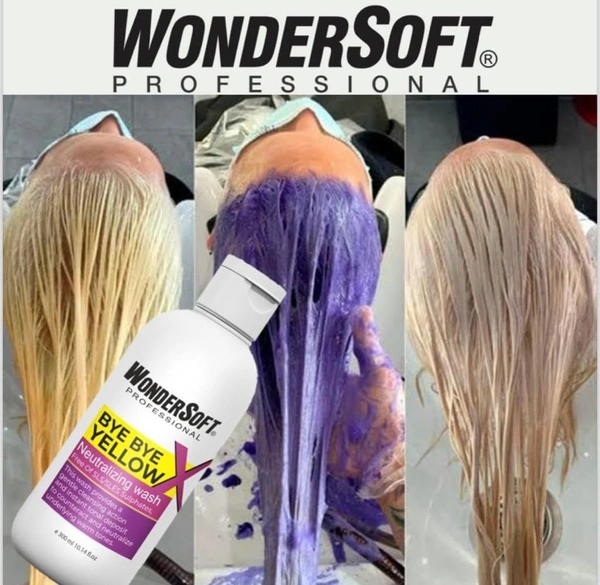 Wodersoft Wondersoft Professional BYE BYE Yellow 300ml | Anti-Brass Purple Shampoo for Neutralizing Yellow Tones & Enhancing Cool Blondes