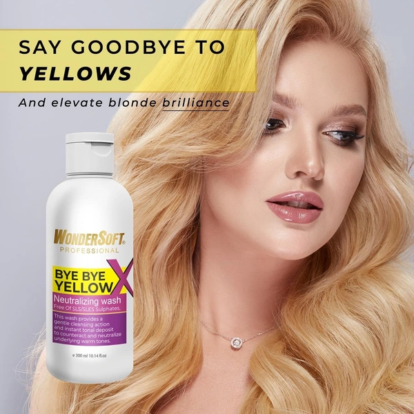 Wodersoft Wondersoft Professional BYE BYE Yellow 300ml | Anti-Brass Purple Shampoo for Neutralizing Yellow Tones & Enhancing Cool Blondes