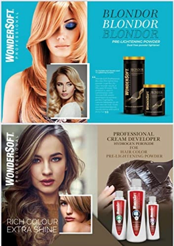 Wodersoft Wondersoft Professional Hair Blonder Pre Lightner Powder for unisex 400gm | Fast & Effective Lightening for Blondes | Unisex Formula for Salon-Quality Hair Lightening & Bleaching