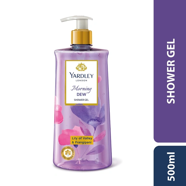Yardley London Moarning Dew Shower Gel 500ml, Enriched with Lily of Flower & Frangipani | Paraben-Free & Refreshing Fragrance |Soft & Nourished Skin