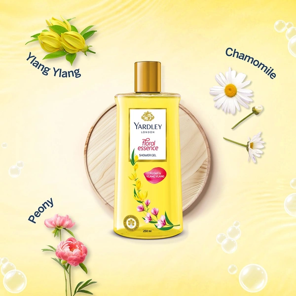 Yardley London Shower Gel 250ml | Floral Essence with Peony & Ylang Ylang | Enriched with Natural Oils | Paraben & Silicone Free