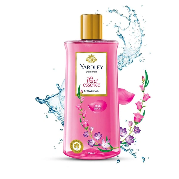 Yardley London Shower Gel 250ml | Floral Essence with Iris & Violet | Enriched with Natural Floral Oils | Paraben & Silicone Free