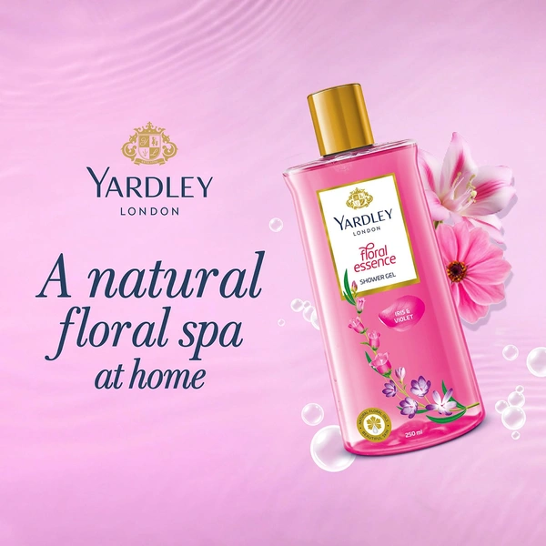 Yardley London Shower Gel 250ml | Floral Essence with Iris & Violet | Enriched with Natural Floral Oils | Paraben & Silicone Free