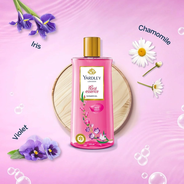 Yardley London Shower Gel 250ml | Floral Essence with Iris & Violet | Enriched with Natural Floral Oils | Paraben & Silicone Free
