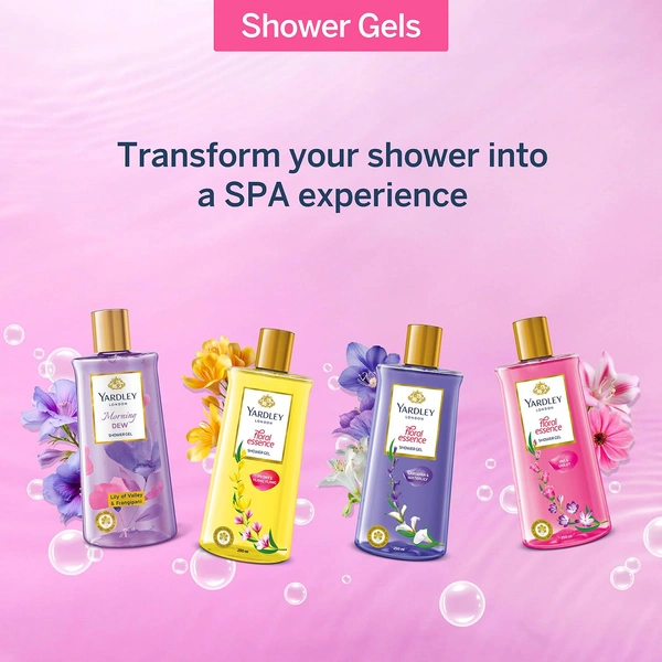 Yardley London Shower Gel 250ml | Floral Essence with Iris & Violet | Enriched with Natural Floral Oils | Paraben & Silicone Free