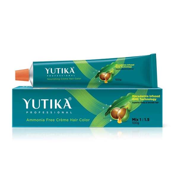 Yuthika Professional Creme Hair Color Tube 100gm with 4.45 Copper Hamogany Brown Shade | Permanent Fashion Shade | Smooth Shine Finish | Grey Coverage | Salon Quality Result at Home