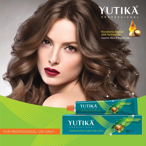 Yuthika Professional Creme Hair Color Tube 100gm with 4.45 Copper Hamogany Brown Shade | Permanent Fashion Shade | Smooth Shine Finish | Grey Coverage | Salon Quality Result at Home