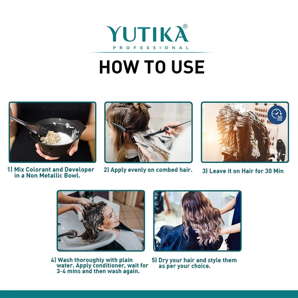 Yuthika Professional Creme Hair Color Tube 100gm with 4.45 Copper Hamogany Brown Shade | Permanent Fashion Shade | Smooth Shine Finish | Grey Coverage | Salon Quality Result at Home