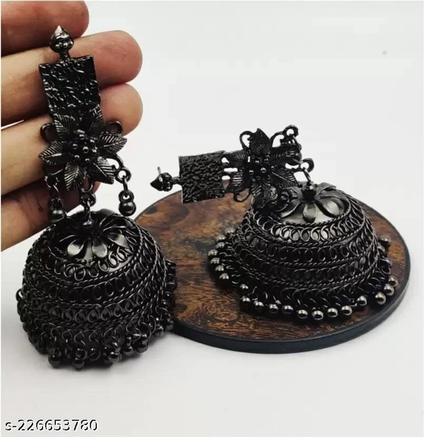 Big Jhumka Black Earring